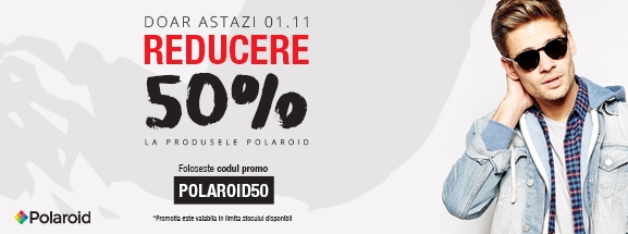 50% reducere la ochelarii de soare Polaroid din oferta Conga.ro. Promotie valabila doar pe 1 noiembrie 2016.