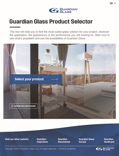 Descoperiti sticla arhitecturala potrivita in cateva minute cu noul Selector de Produse online, de la Guardian Glass