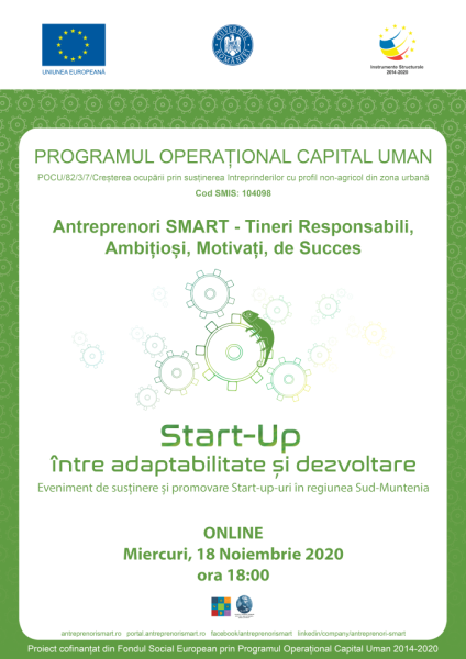 Start-UP, intre adaptabilitate si dezvoltare. Eveniment de sustinere si promovare  START-UP-uri in Regiunea Sud-Muntenia